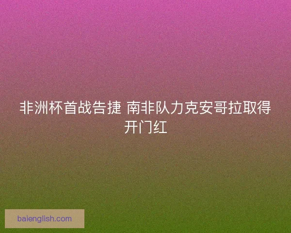 非洲杯首战告捷 南非队力克安哥拉取得开门红