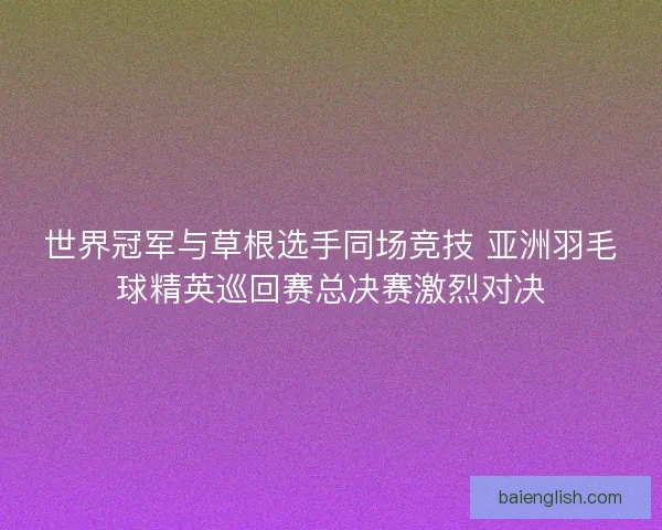 世界冠军与草根选手同场竞技 亚洲羽毛球精英巡回赛总决赛激烈对决 世界冠军与草根选手同场竞技 亚洲羽毛球精英巡回赛总决赛激烈对决